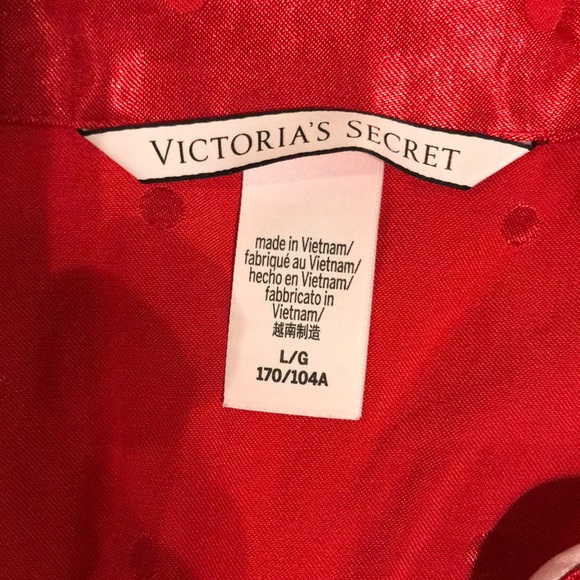 Victoria’s Secret NWT - red long pj set - size Large - red and white with dots - Picture 5 of 10